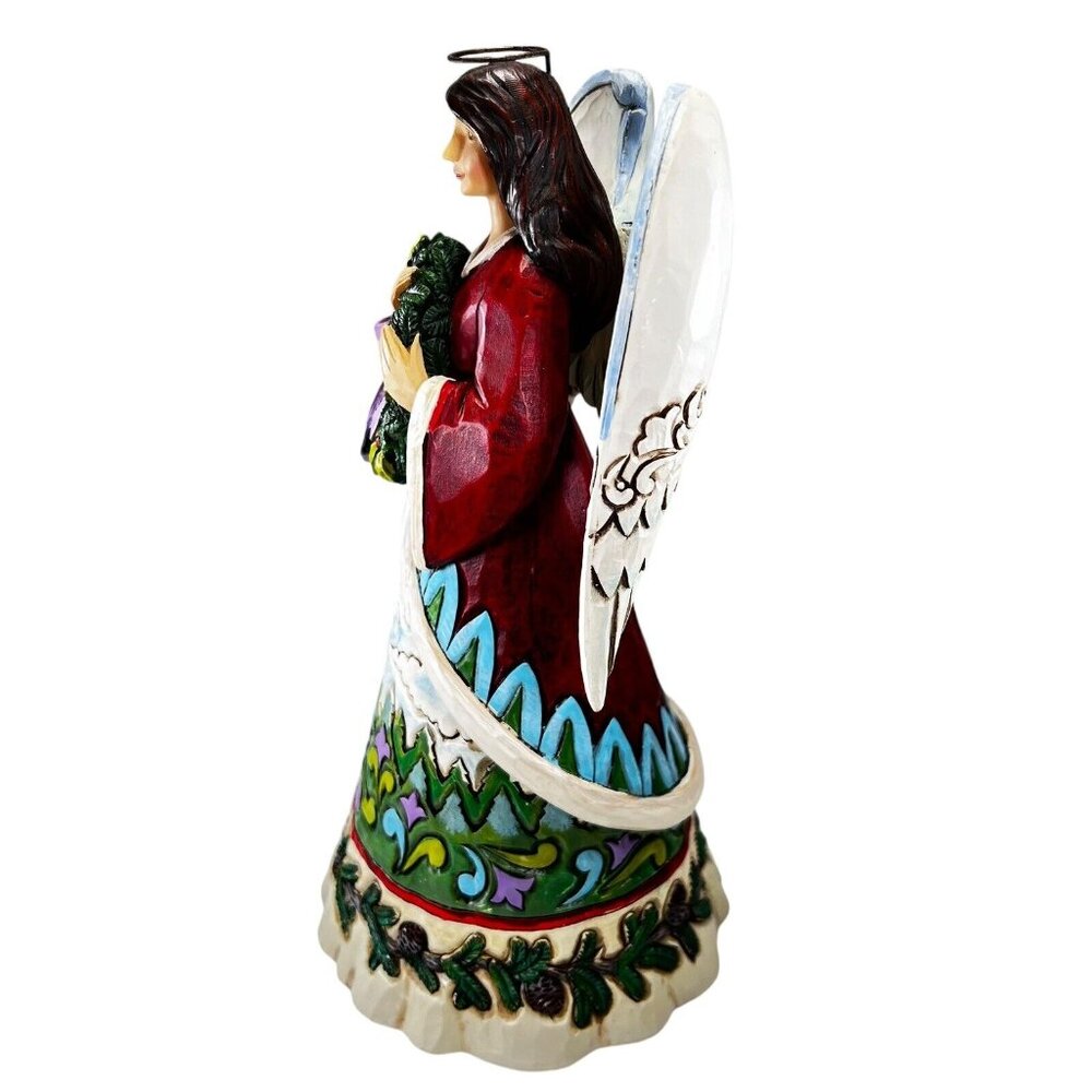 Jim Shore CHRISTMAS JOY IS EVERGREEN 10" Angel Figurine Wreath 2015 Original Box - Picture 6 of 13